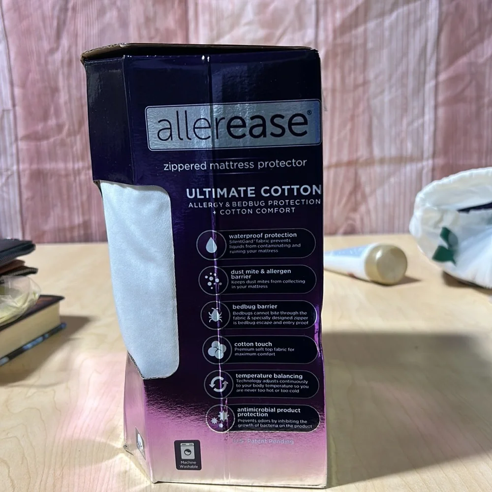 NIB ALLEREASE ZIPPERED MATTRESS PROTECTOR ALLERGY & BEDBUG PROTECTION BED SHEET